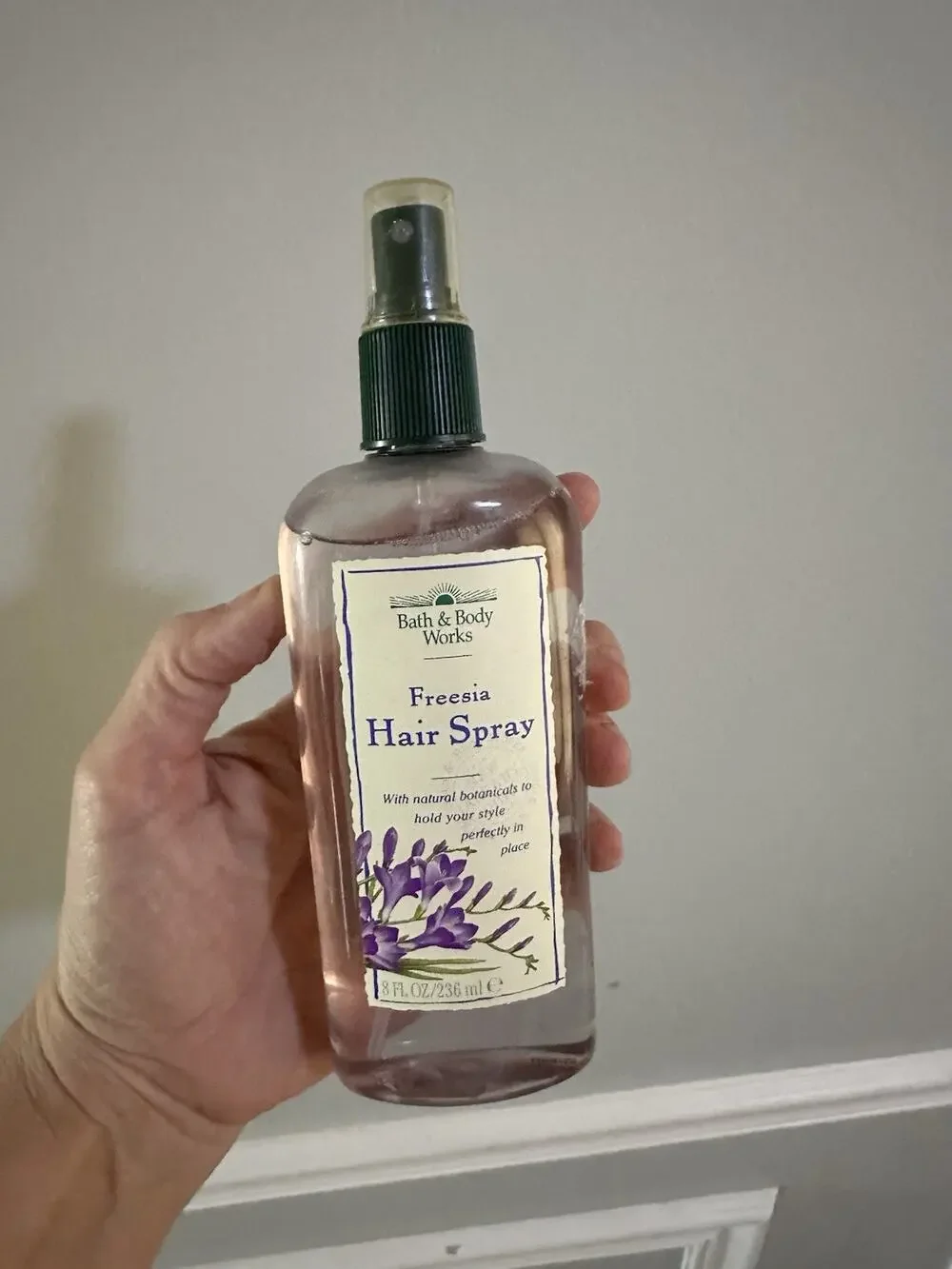 Vintage Bath & Body Works Freesia Hair Spray 8oz. Full